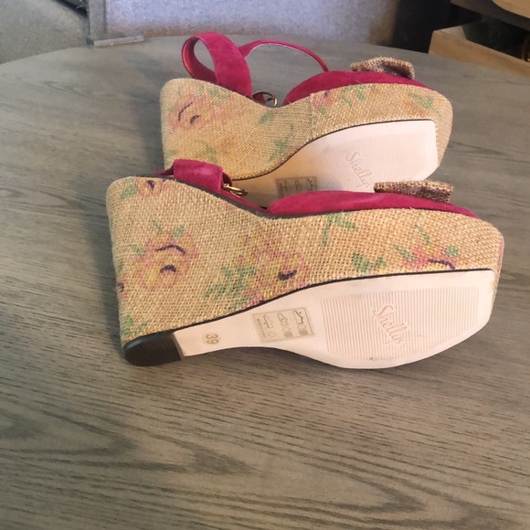 Shellys London Platform Pink Wedges with a Bow 39/ Size 9 - Picture 5 of 8